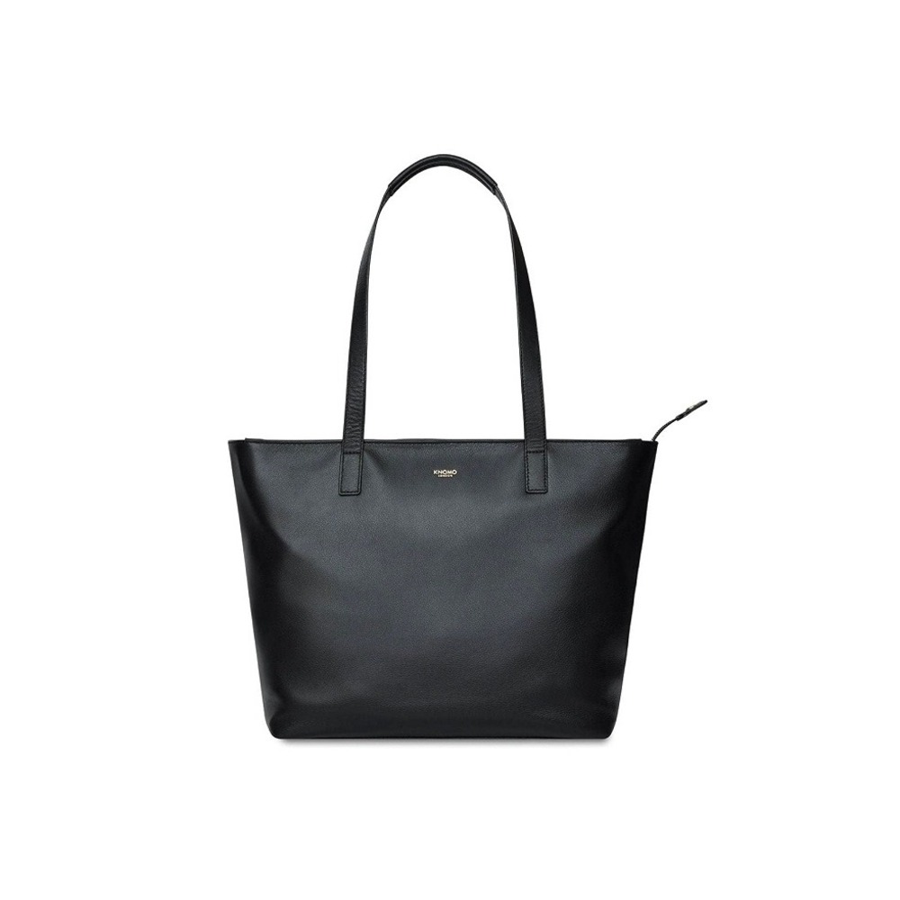 KNOMO London Maddox Black Leather Laptop Tote Bag 15 Inch Professional Work Bag